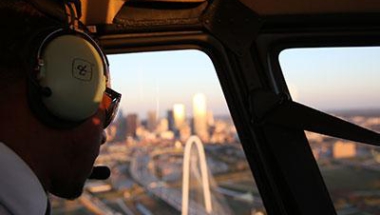 Helicopter passenger over Dallas Texas